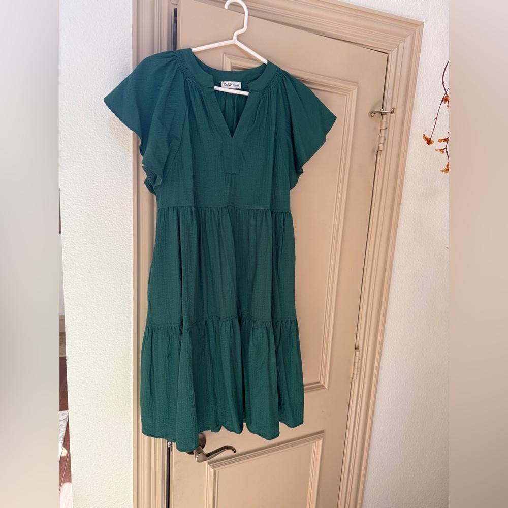 Calvin Klein Emerald Green Tiered Dress Size 4